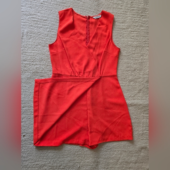 🔥 Amanda Uprichard Bold Orange Romper Sz L | Brunch, Resort, Vacay - Picture 11 of 12